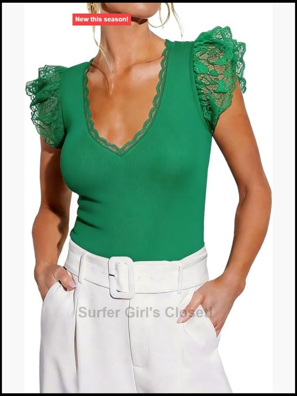 Women's Sleeveless Ribbed Tank Top V Neck Ruffle Blouse Summer Casual